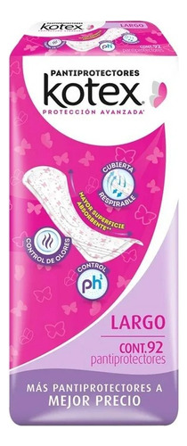 4 Pzas Pantiprotectores Kotex Diarios Largos 92 Pzas