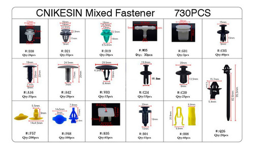 730 Clips De Retención Del Parachoques Kit De Remache De Cie