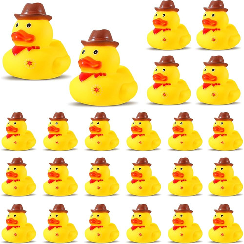 ~? Set De 24 Cowboy Rubber Ducks Con Sombrero Western Rubber