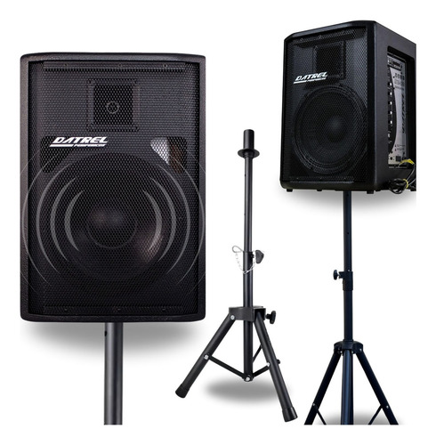 Caixa Som Bluetooh Ativa 200w + Suporte Pedestal Mxt Cor Preto