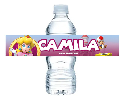 28 Etiquetas Para Botella Agua Princesa Peach Personalizada