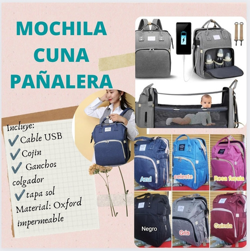 Mochila Cuna Bolso 3 En 1 Súper Amplia Termico Para Biberon