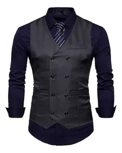 Zh Chaleco Casual De Doble Botonadura De Moda Para Hombre