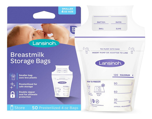 Bolsas De Almacenamiento De Leche Materna 120ml X50 Lansinoh