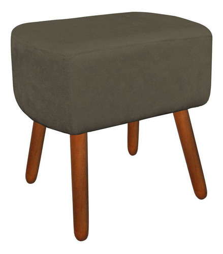Kit Poltrona E Puff Decorativo Agatha Suede Marrom Rato