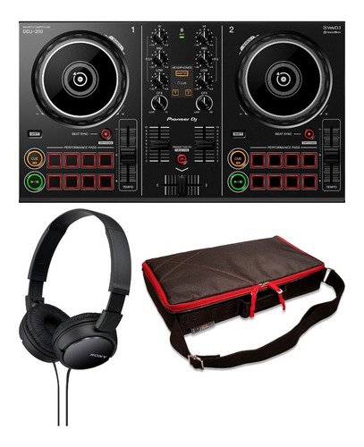 Combo Dj Pioneer Ddj-200 + Auriculares Sony + Bolso Ahora 12