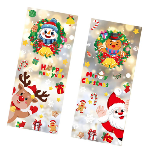 2 X 4x Adhesivos Navideños Para Ventanas, Decoraciones