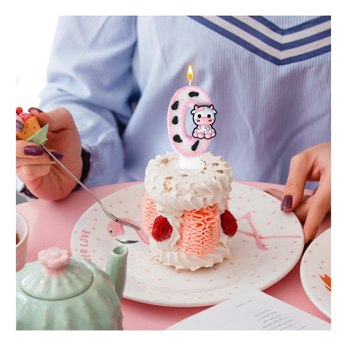 Wqinx Pink Cow Glitter Velas De Cumpleaños Número 1 De 1 De