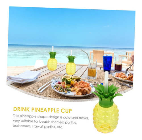 6 Pcs Vaso En Forma De Frutsi Vasos De Piña 500ml, Con Paja