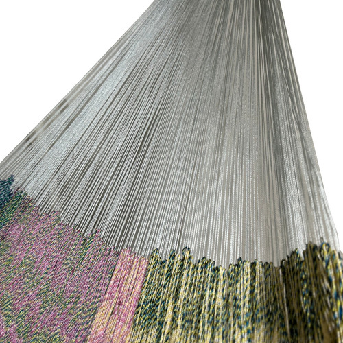 Imagen 5 de 7 de Hamaca Artesanal Maya De Nylon Matrimonial Premium Verde