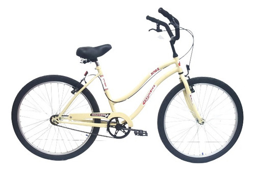 Bicicleta playera femenina Kelinbike V26PDF frenos v-brakes color beige con pie de apoyo  