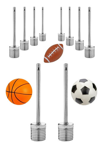 Picos X 5 Metal A Rosca Para Inflar Pelotas Fútbol Basket Plateado Picos X 5 Metal A Rosca