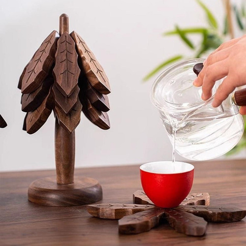 Posavasos De Madera Con Soporte Para Árboles, Soportes Para