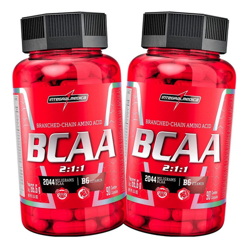 2x Bcaa 2:1:1 - Integral Medica - 90 Cápsulas Sabor Natural