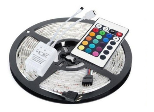 Fita Led Rgb 3528 Rolo 5m 300 Leds Prova D'agua + Controle