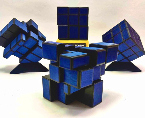 Cubo De Rubik Mirror 3x3 Azul Carbón 3d Profesional.