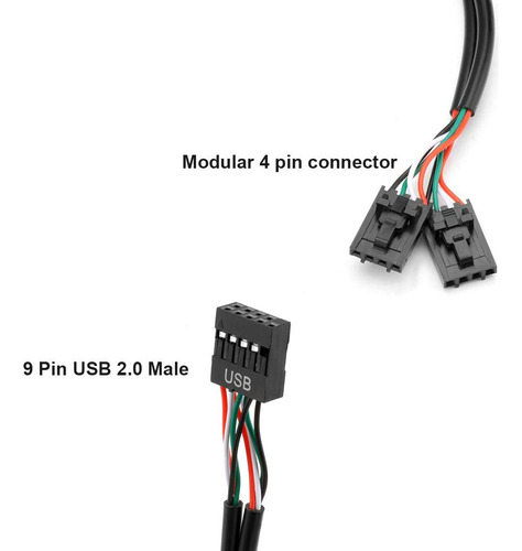 Conector Usb De 9 Pines Macho 1 A 4 Hembra