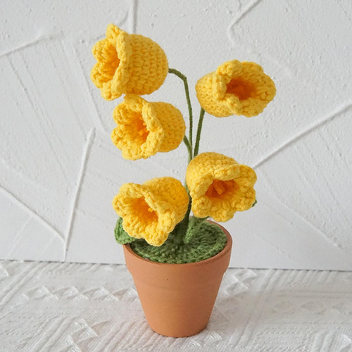 Flores Artificiales Tejidas A Mano Adorno De Amarillo