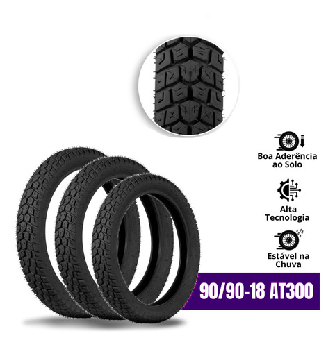 Pneu Traseiro Moto Honda Yamaha 90/90 Aro 18 Uso Com Câmara