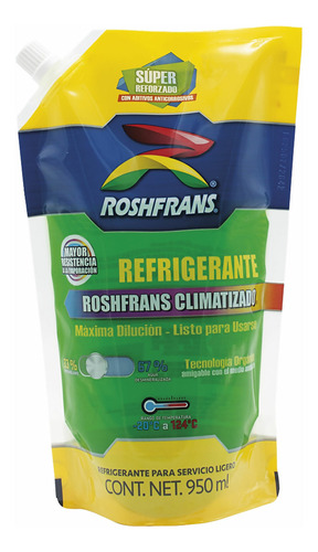 Anticongelante Verde Prediluido 33% Roshpack 950ml Roshfrans