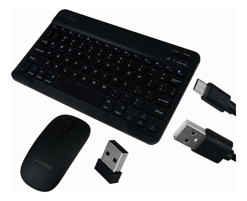 Kit Teclado Mouse Bluetooth Para iPhone Android Inalámbrico Color del teclado Negro