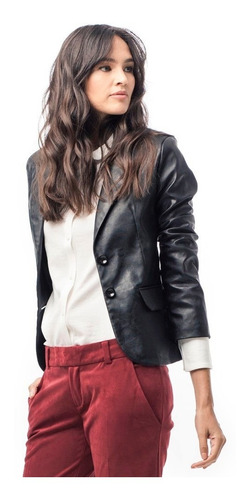 Campera Blazer Mujer Cuero Negro Ecologico Camperas Giacca