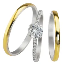Comprar Alianzas Plata Y Oro Con Cintillo Compromiso Casamiento