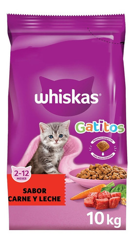 Alimento Whiskas Gatos Filhotes para gato de temprana edad sabor carne y leche en bolsa de 10 kg