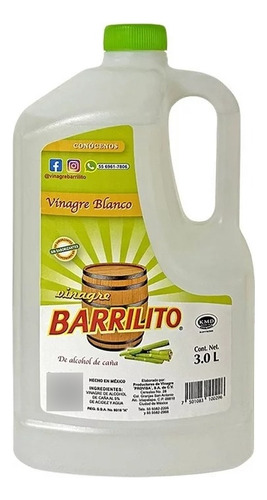 3 Pza Vinagre Barrilito Blanco 3.0 L