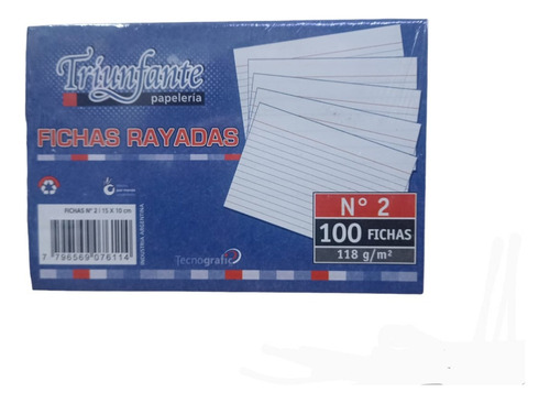 Fichas Rayadas Nº 2 X 100 Unidades 15 X 10 Cm Triunfante