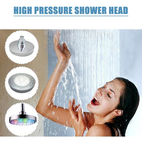 Cabeça De Chuveiro De Chuva Cromada De Alta Pressão Led De 7