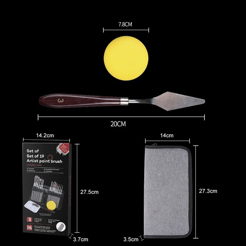 17 Pcs Kit De Pinceles Para Pintura Acrilica,profesionales