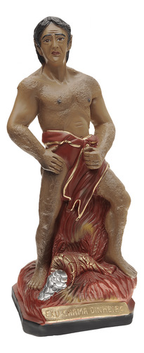 Guia Exú Chama Dinheiro 60cm + Imagem 21cm Gesso Umbanda