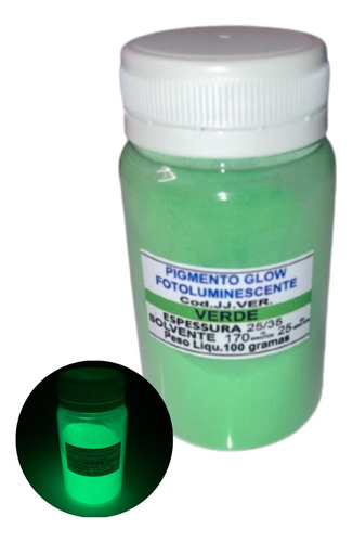 Pigmento Fotoluminescente Verde 100g Brilha No Escuro