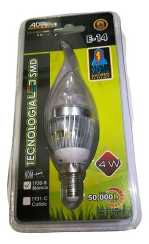 Foco Led Adir Tipo Vela 4w E14 Luz Blanca Adr1930 Luz Blanco Frío