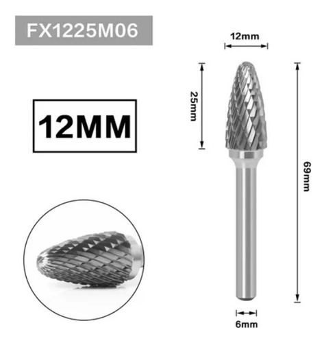 Lima Fresa Rotativa Para Metal Taladro Dremel 6mm X 12mm