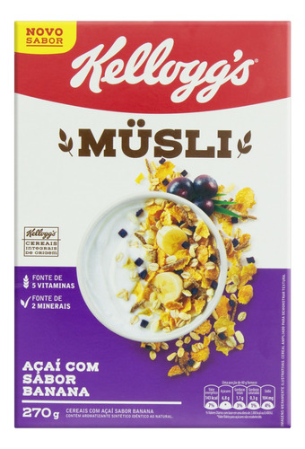 Cereal Müsli Açaí com Banana Kellogg's Caixa 270g