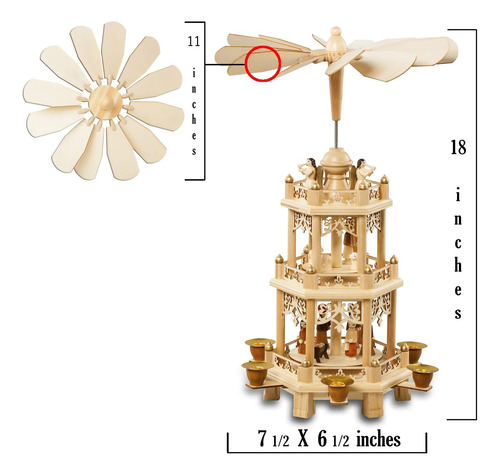 Pirámide Decoración Navideña Alemana 45 Cm Belén 6 Candelabr