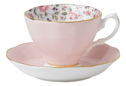 Royal Albert, Juego De Te (taza Y Plato) Rosa Confetti, Tall