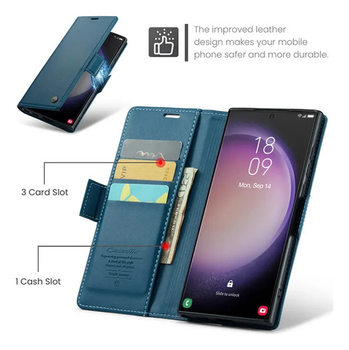 Funda De Piel Con Tapa Caseme Para Samsung Galaxy S25 Ultra S24 Fe S23 S22 S21 S20 S10 Plus A16 A56