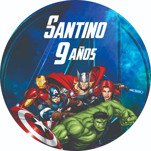 Banner Circular Avengers Cumpleaños Candy Bar