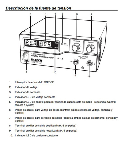 Fuente De Poder Lab 120v Salida 30vcd/20a 600w Extech 382275