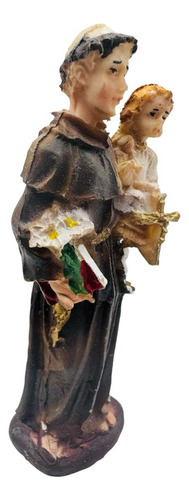 Escultura San Antonio 12 Cm Resina Ojo Pintado Blanco