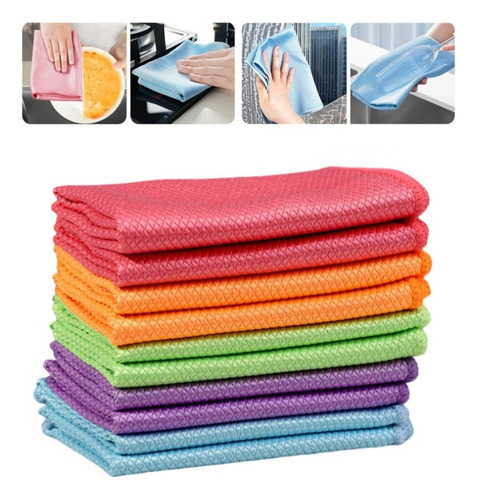 Para Paño De Limpieza Reutilizable De Microfibra, 10 Piezas