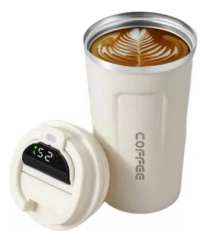 Vaso Cafe Termico Acero Con Sensor De Temperatura 500ml Color Blanco
