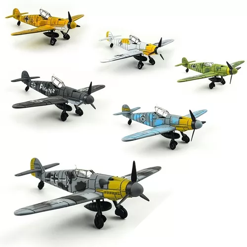 Set 6 Aviones Bf-109 2da Mundial Armables 1/49