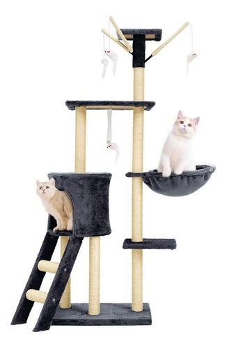 Árbol Rascador Sisal Cama Cuna Felpa 5 Niveles Juguetes 040b
