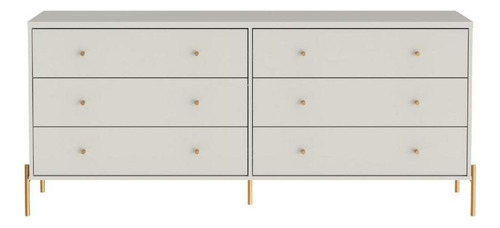 Cómoda de dormitorio grande con 6 cajones, color beige de lujo, color blanco roto