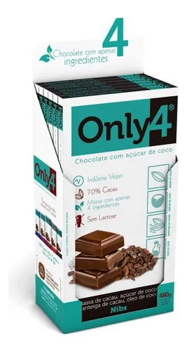 Only4 Com Nibs 70% Cacau Chocolate Vegano Dp 06 Unidades