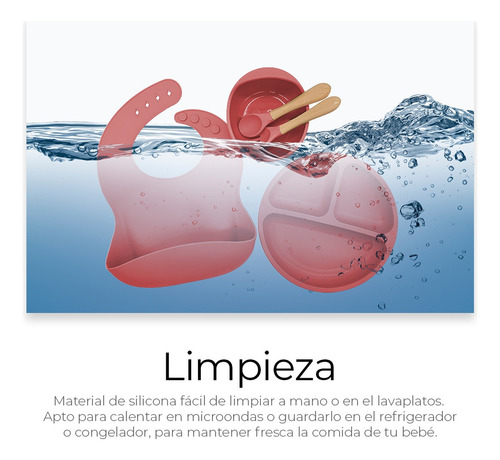 Set De Cubiertos Para Bebés Silicona Plato Antideslizante Color Rosa Liso Personaje Ninguno